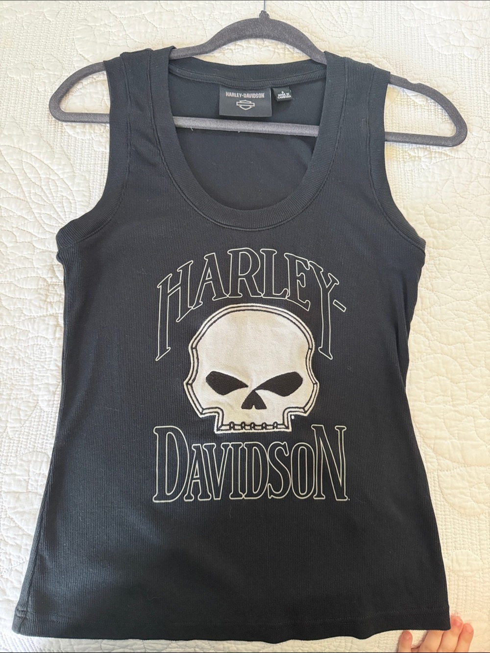 Harley-Davidson Black Tank Top with White Skull Graphic